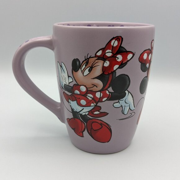 Minnie Mouse Disney Store Purple Polka Dot Mug, Minnie Mouse Red Dress and Bow - Picture 3 of 10